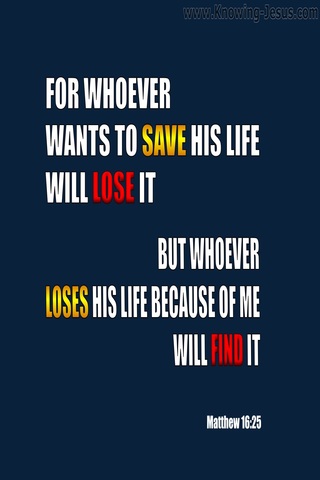 Matthew 16:25 Whoever Will Lose His Life For My Sake (blue)